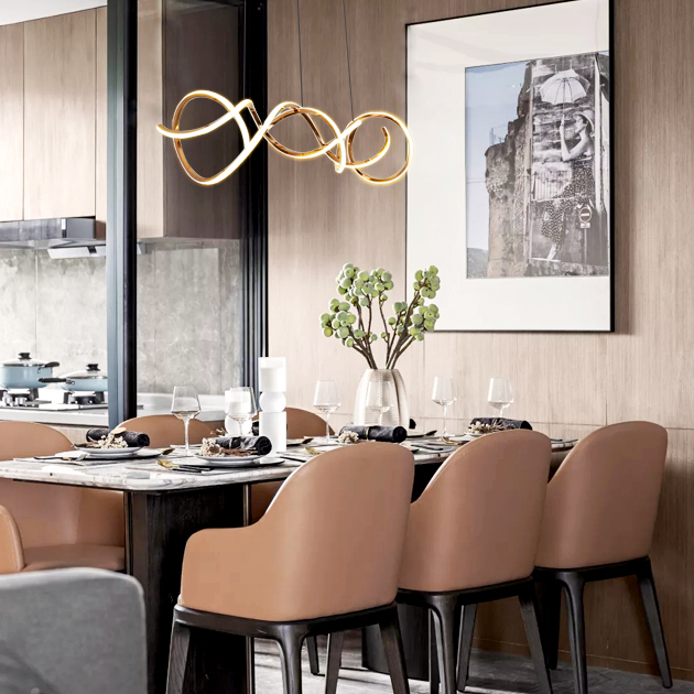 Verne 不鏽鋼曲線吊燈 4