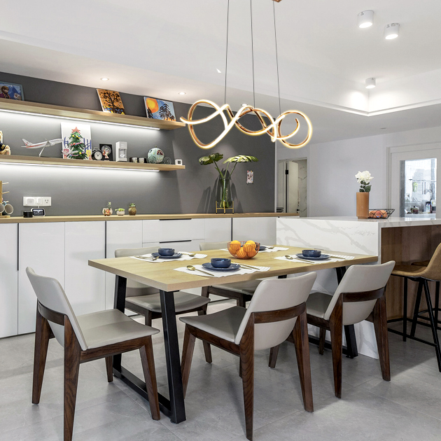 Verne 不鏽鋼曲線吊燈 2